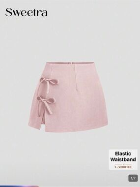 SHEIN Pink Bow-Tie Mini Skirt
